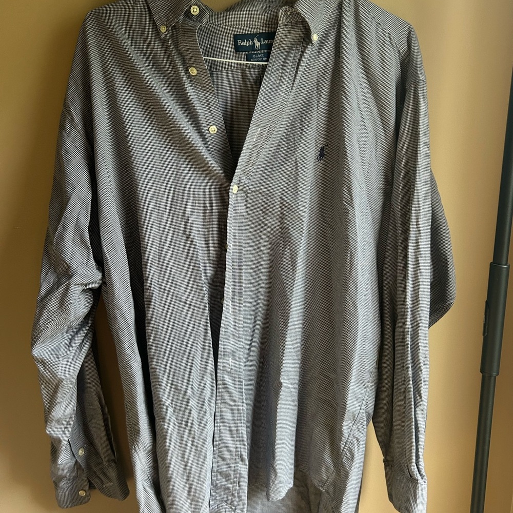 Ralph Lauren Men's Black and White Checkered Shirt